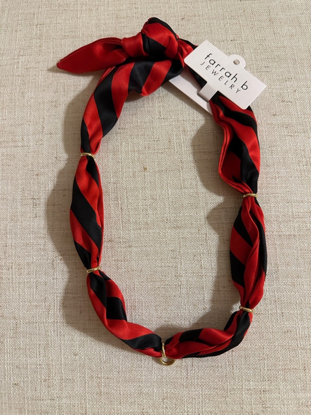 Farrah B Game Day Red and Black Twisted Silk Necklace Scarf UGA Bulldogs Dawgs